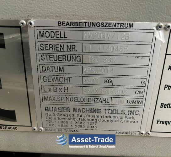 Preiswerte QUASER MV 204 V / 12 B CNC-Vertikal-Bearbeitungszentrum kaufen